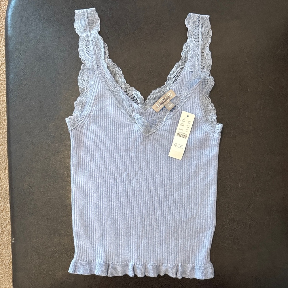 J Crew Lace Trim Ribbed Tank Top